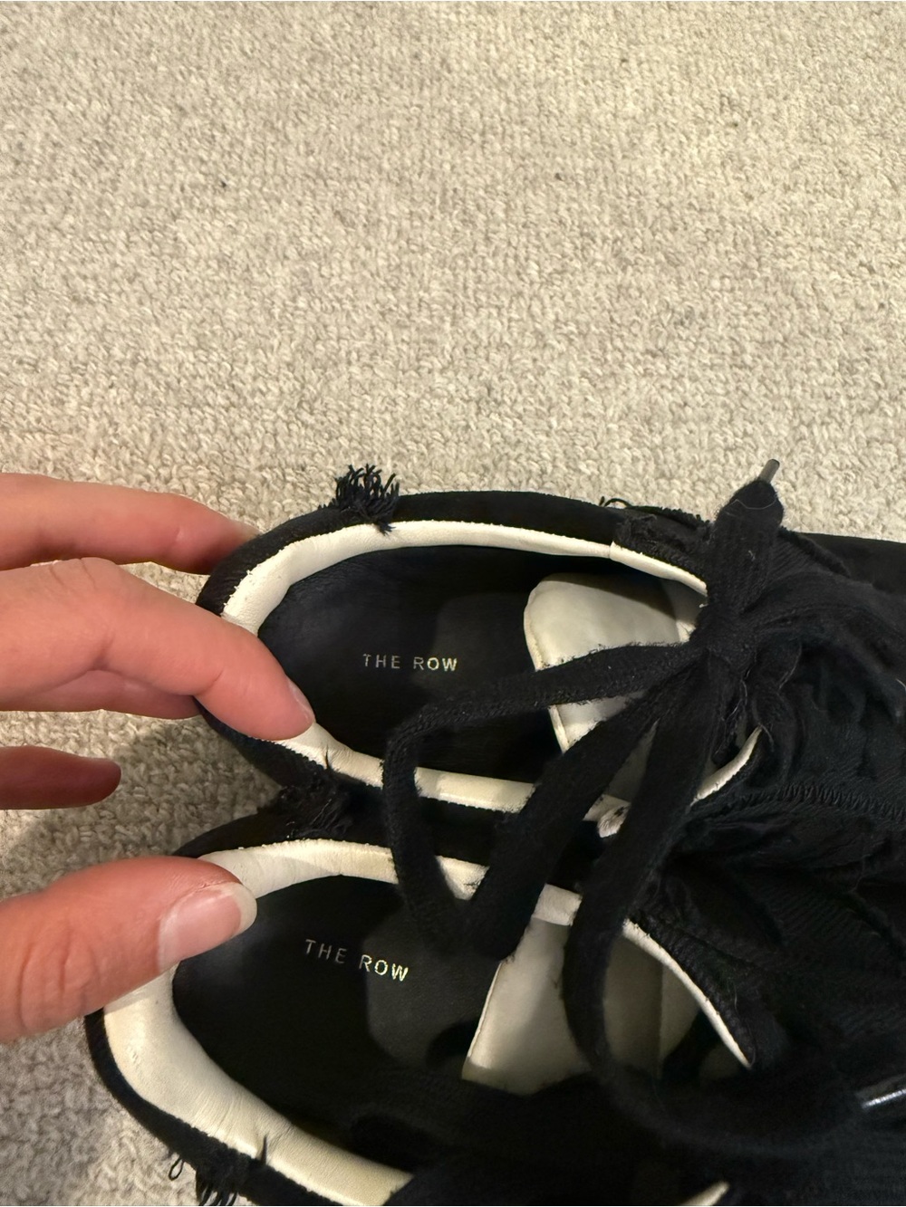 The Row Black Frayed Lace-Up Women's Mica Sneakers - Picture 4 of 4